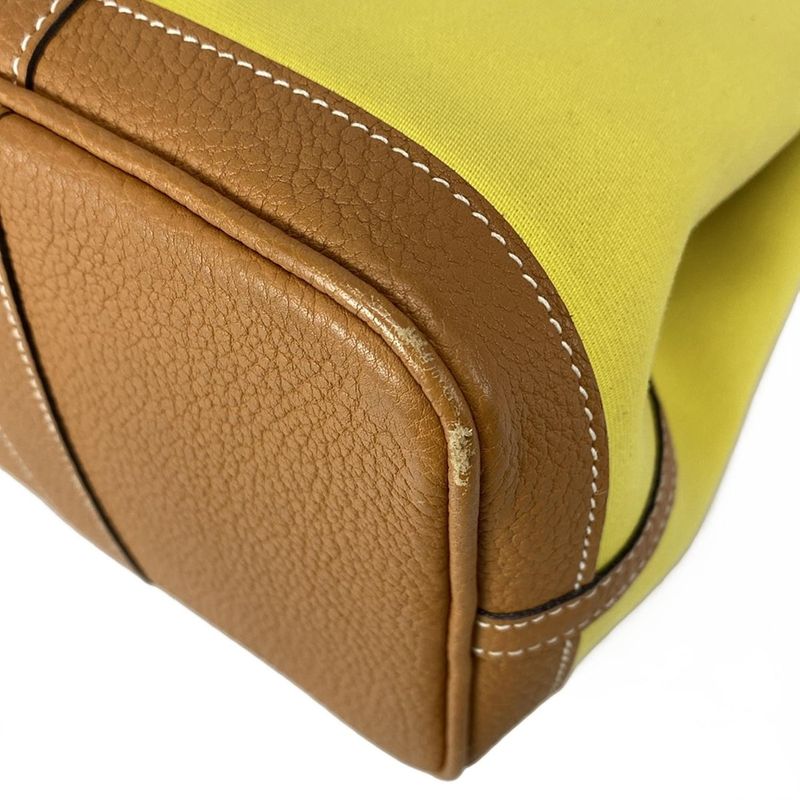 Hermes Garden Party TPM Tote Bag Lime and Toffee Silver Hardware