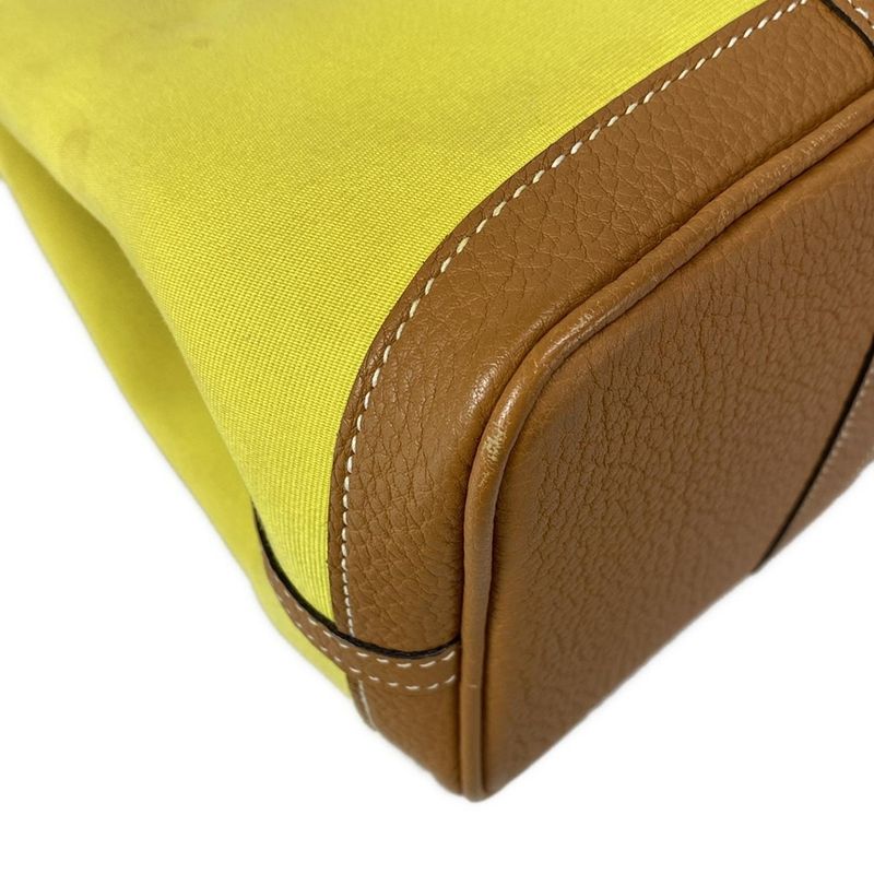 Hermes Garden Party TPM Tote Bag Lime and Toffee Silver Hardware