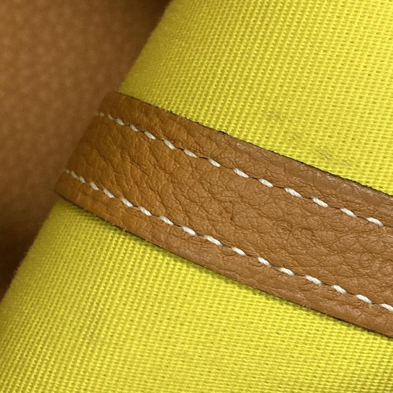 Hermes Garden Party TPM Tote Bag Lime and Toffee Silver Hardware