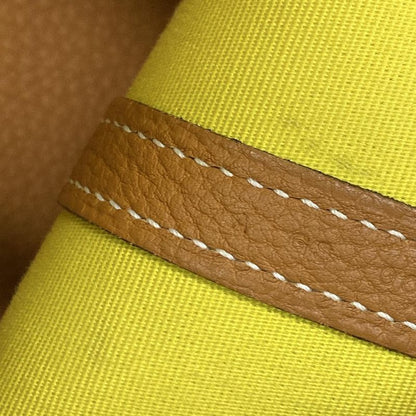 Hermes Garden Party TPM Tote Bag Lime and Toffee Silver Hardware