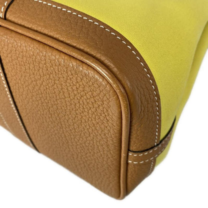 Hermes Garden Party TPM Tote Bag Lime and Toffee Silver Hardware