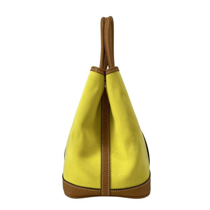 Hermes Garden Party TPM Tote Bag Lime and Toffee Silver Hardware