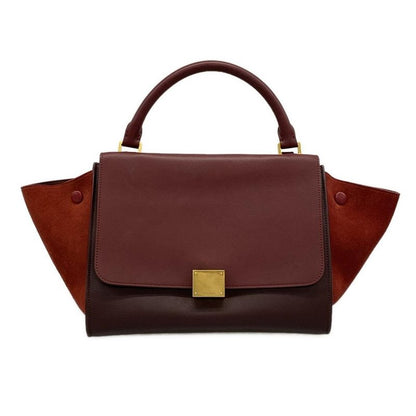 Celine Handbag Trapeze Small Bordeaux Leather