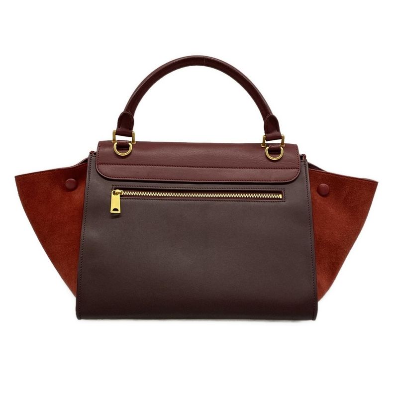 Celine Handbag Trapeze Small Bordeaux Leather