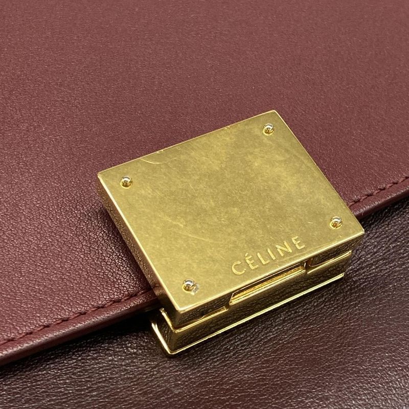 Celine Handbag Trapeze Small Bordeaux Leather