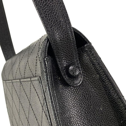 Chanel Shoulder Bag Trapezoid Bag Matelasse Black Flap Bag Gold Hardware