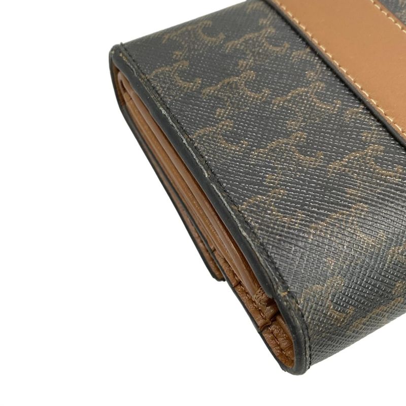 Celine Triomphe Canvas Black and Dark Brown and Brown Leather