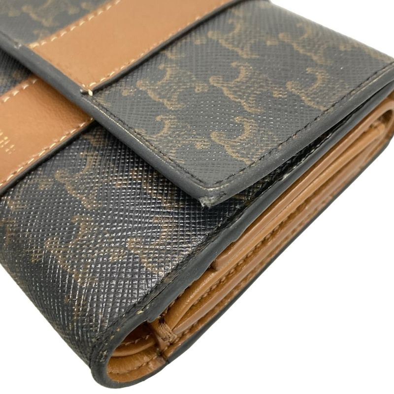 Celine Triomphe Canvas Black and Dark Brown and Brown Leather