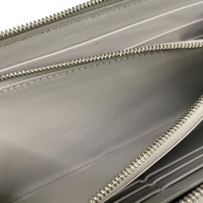 Celine Long Wallet - Light Gray Quilted Round Zipper Leather