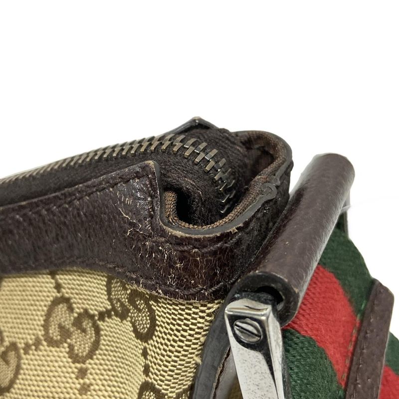 Gucci Shoulder Bag GG Patternsherry (Web) 181092 Beige and Dark Brown Leather