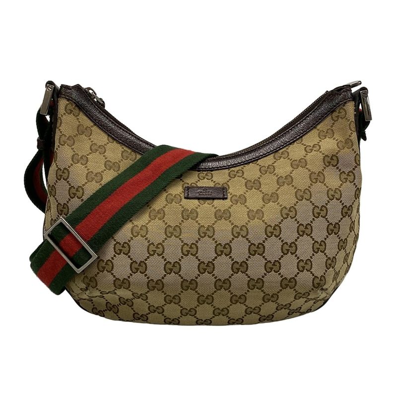 Gucci Shoulder Bag GG Patternsherry (Web) 181092 Beige and Dark Brown Leather