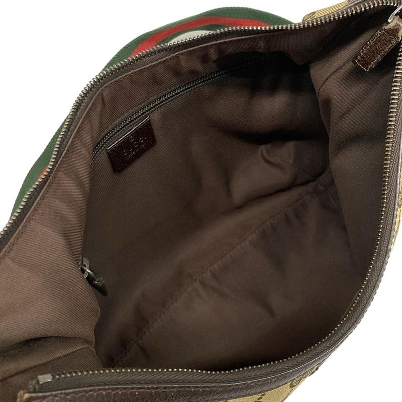 Gucci Shoulder Bag GG Patternsherry (Web) 181092 Beige and Dark Brown Leather