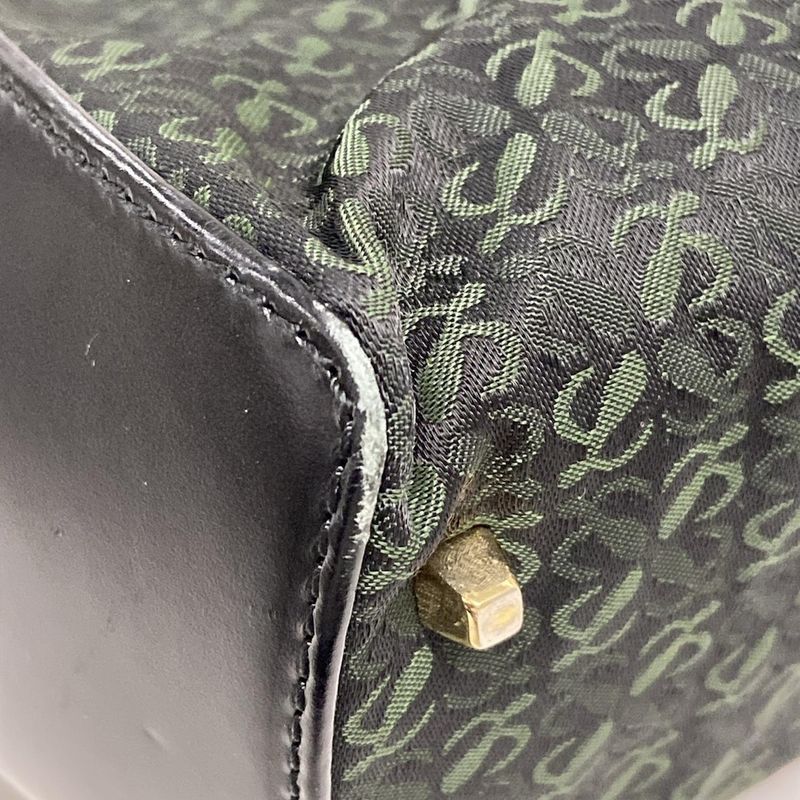 Loewe Handbag - Black and Dark Green Metal Handle Leather