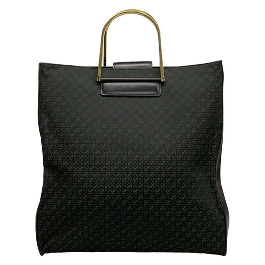 Loewe Handbag - Black and Dark Green Metal Handle Leather