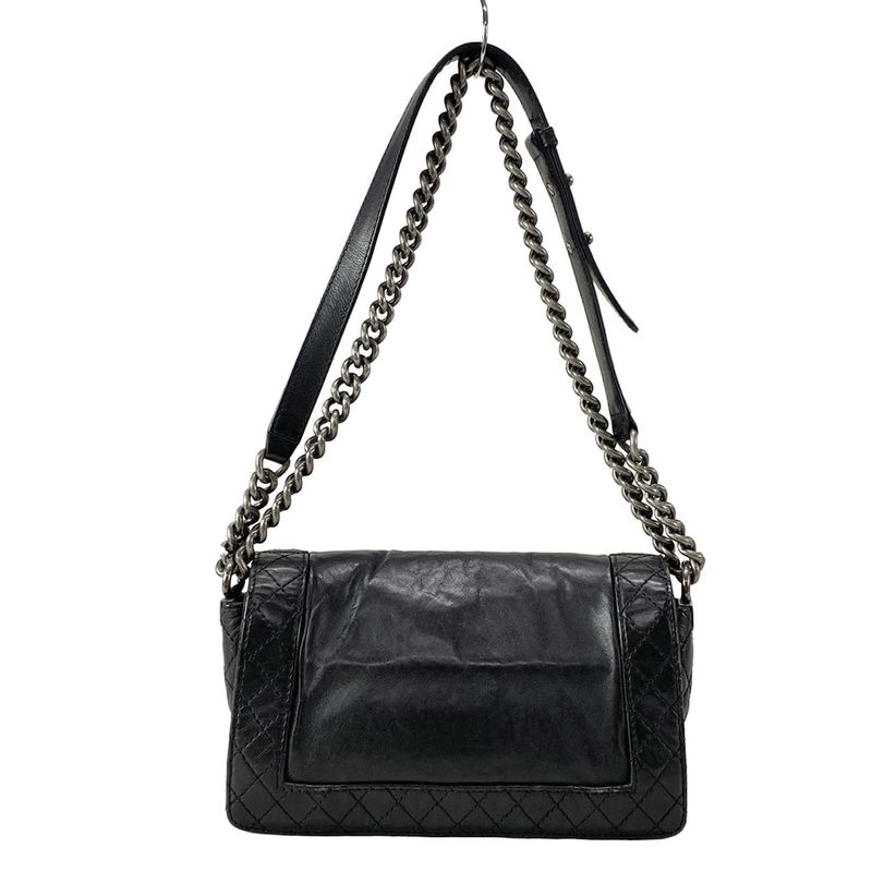 Chanel Shoulder Bag Boy Chanel Black Chain Shoulder Vintage Silver Hardware