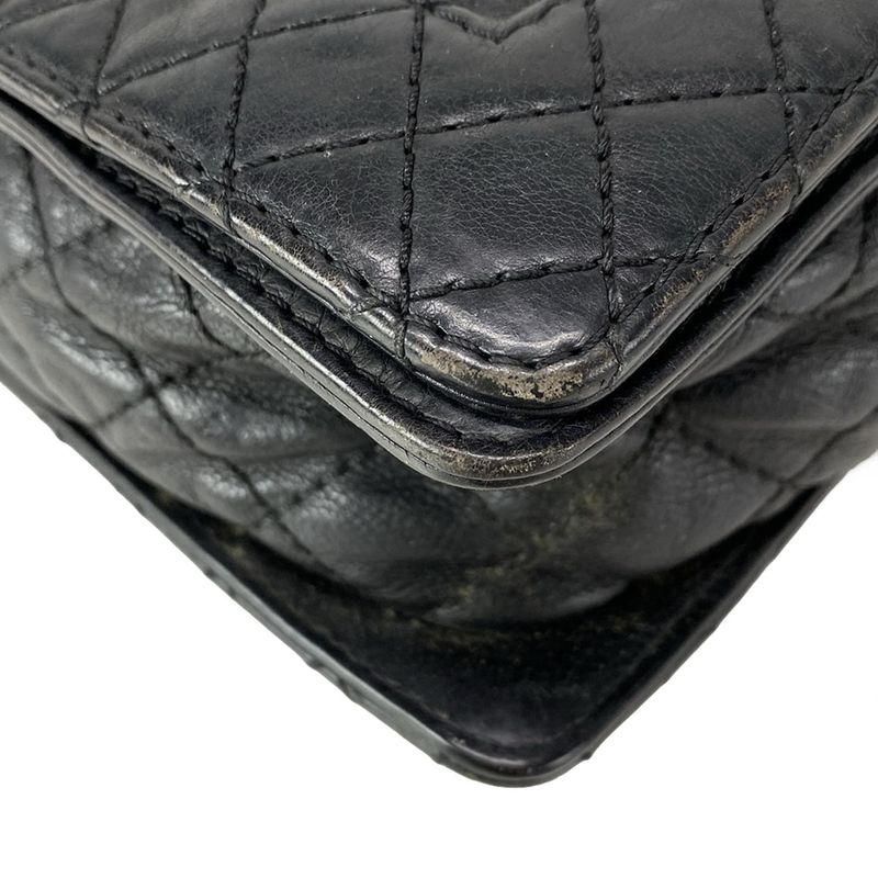 Chanel Shoulder Bag Boy Chanel Black Chain Shoulder Vintage Silver Hardware