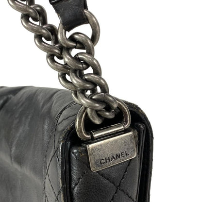 Chanel Shoulder Bag Boy Chanel Black Chain Shoulder Vintage Silver Hardware