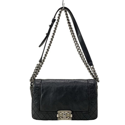 Chanel Shoulder Bag Boy Chanel Black Chain Shoulder Vintage Silver Hardware