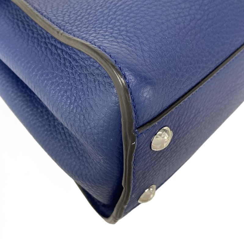 Fendi Handbag Peekaboo Iconic Small Selleria 8bn244 Blue Leather