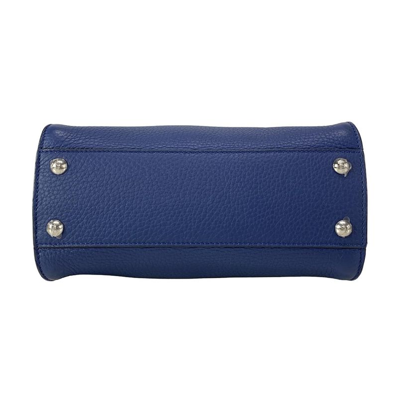 Fendi Handbag Peekaboo Iconic Small Selleria 8bn244 Blue Leather