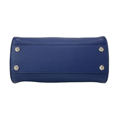 Fendi Handbag Peekaboo Iconic Small Selleria 8bn244 Blue Leather