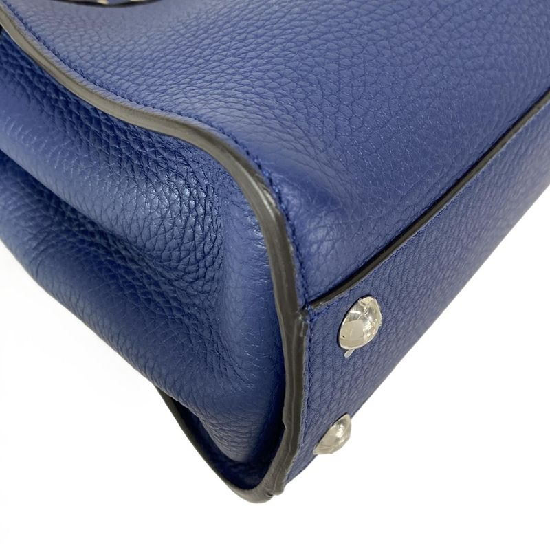 Fendi Handbag Peekaboo Iconic Small Selleria 8bn244 Blue Leather