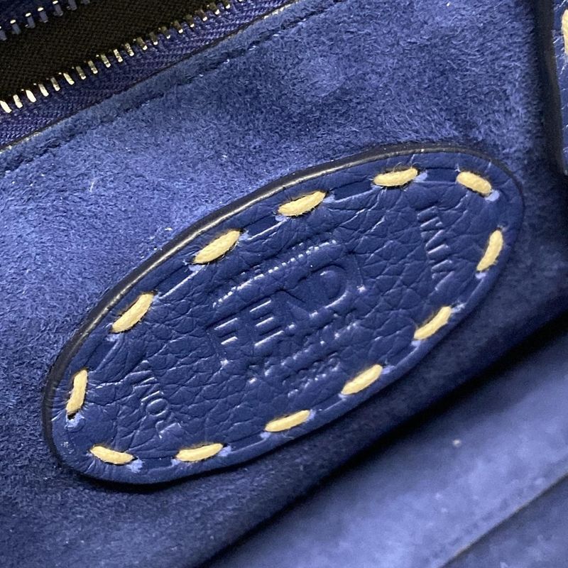 Fendi Handbag Peekaboo Iconic Small Selleria 8bn244 Blue Leather