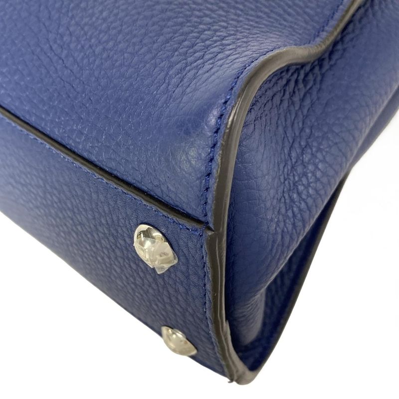 Fendi Handbag Peekaboo Iconic Small Selleria 8bn244 Blue Leather