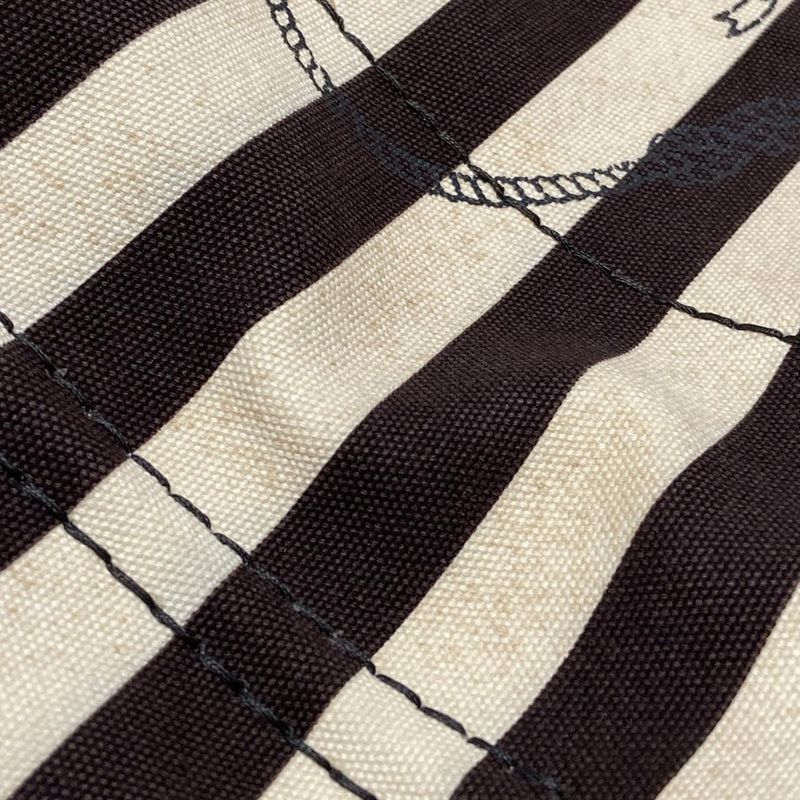 Prada Tote Bag Canapa B2642b Beige and Dark Brown Stripes