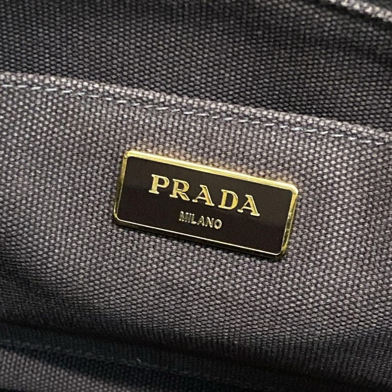 Prada Tote Bag Canapa B2642b Beige and Dark Brown Stripes