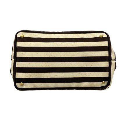 Prada Tote Bag Canapa B2642b Beige and Dark Brown Stripes