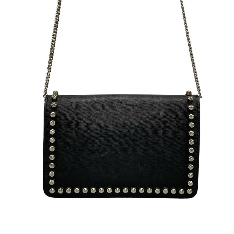 Fendi Shoulder Bag - 8m0346 Black Ivory and Beige Chain Wallet Leather Fur