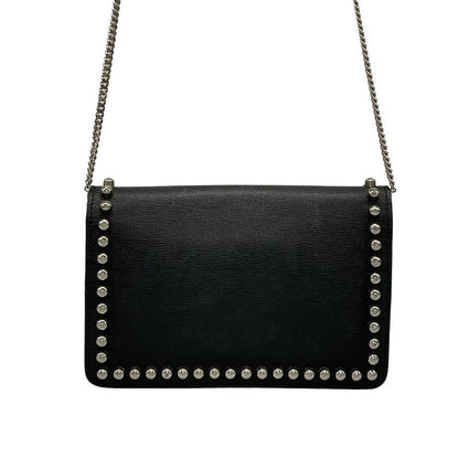 Fendi Shoulder Bag - 8m0346 Black Ivory and Beige Chain Wallet Leather Fur