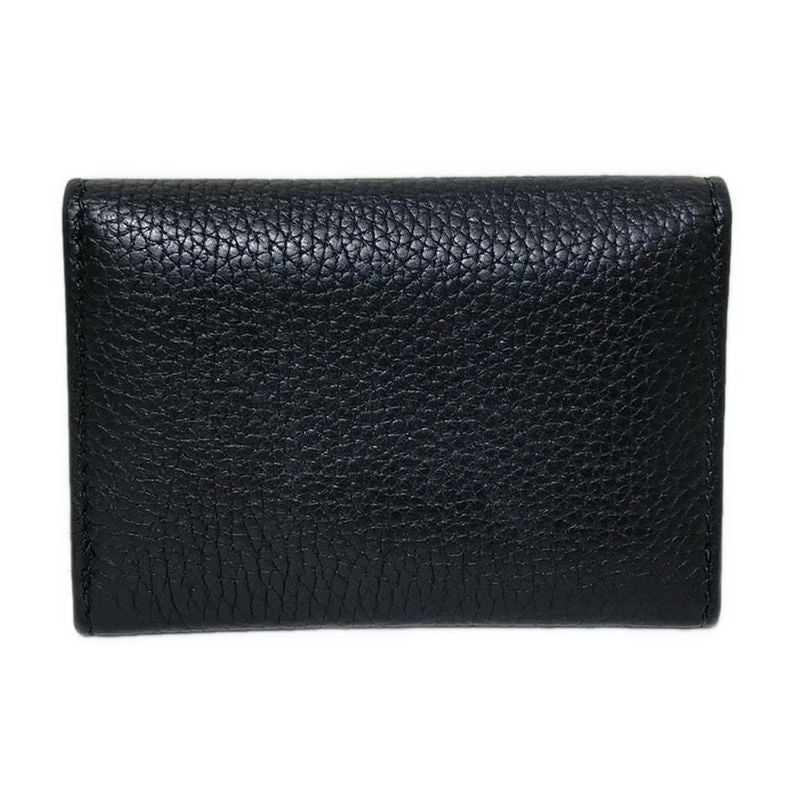 Gucci Business Card Holder Double G Dorian 473923 Black Leather