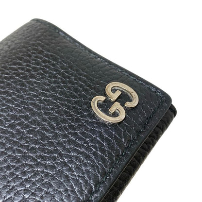 Gucci Business Card Holder Double G Dorian 473923 Black Leather
