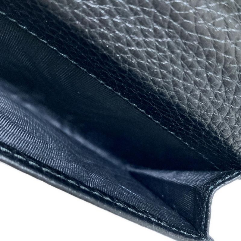 Gucci Business Card Holder Double G Dorian 473923 Black Leather