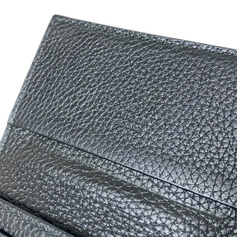 Gucci Business Card Holder Double G Dorian 473923 Black Leather