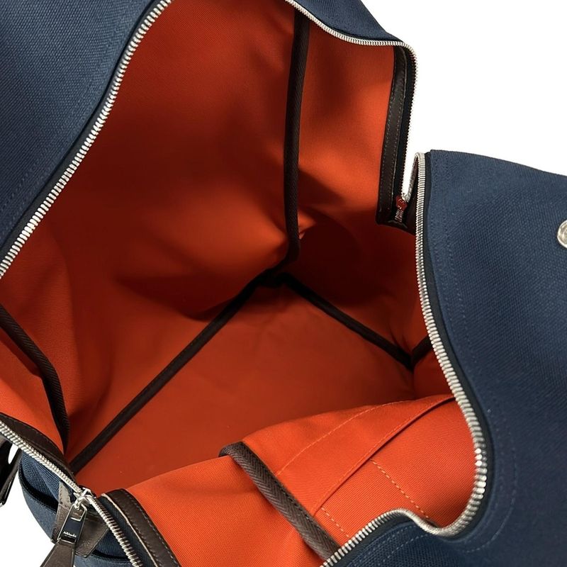 Hermes Backpack Sac Depansage Groom Backpack Navy and Dark Brown Silver