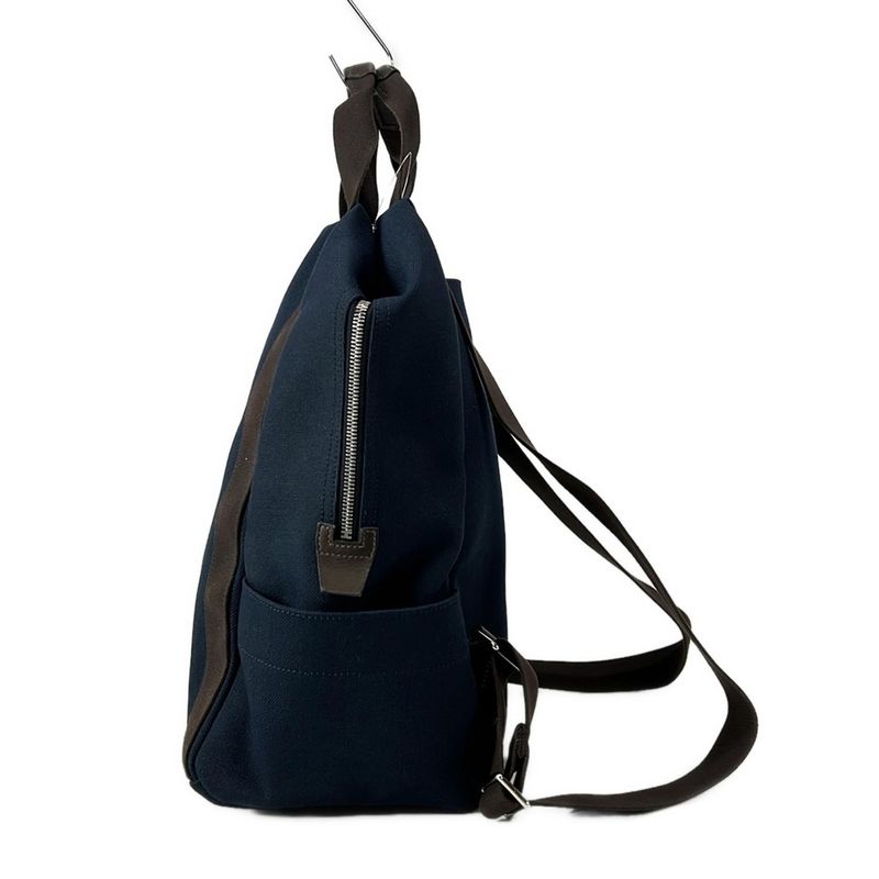 Hermes Backpack Sac Depansage Groom Backpack Navy and Dark Brown Silver