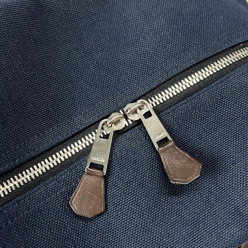 Hermes Backpack Sac Depansage Groom Backpack Navy and Dark Brown Silver