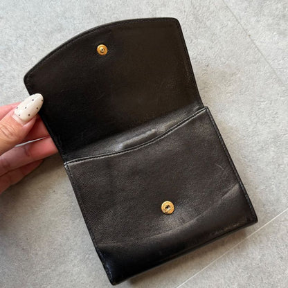 Chanel Coco W Hook Bifold Wallet Lamb Leather Black Compact Wallet with