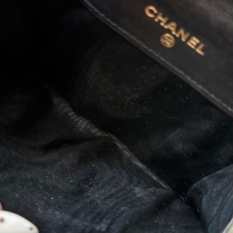 Chanel Coco W Hook Bifold Wallet Lamb Leather Black Compact Wallet with