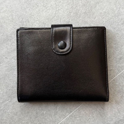 Chanel Coco W Hook Bifold Wallet Lamb Leather Black Compact Wallet with