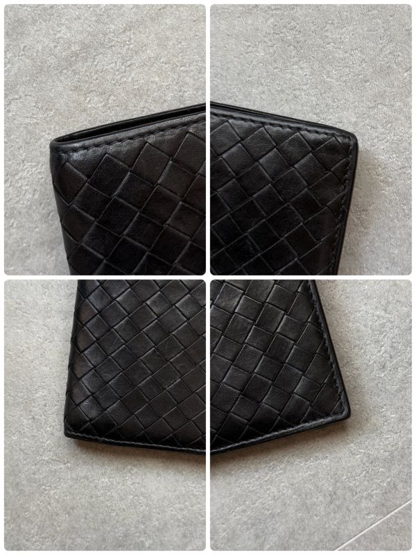 Bottega Veneta Intrecciato Bifold Wallet Black Calf Leather Bifold Wallet Men's