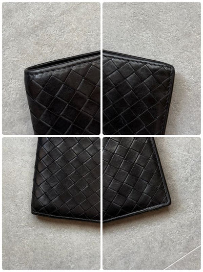 Bottega Veneta Intrecciato Bifold Wallet Black Calf Leather Bifold Wallet Men's