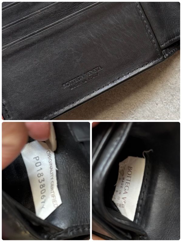 Bottega Veneta Intrecciato Bifold Wallet Black Calf Leather Bifold Wallet Men's