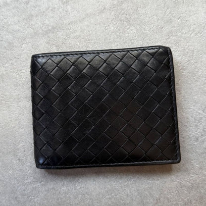 Bottega Veneta Intrecciato Bifold Wallet Black Calf Leather Bifold Wallet Men's