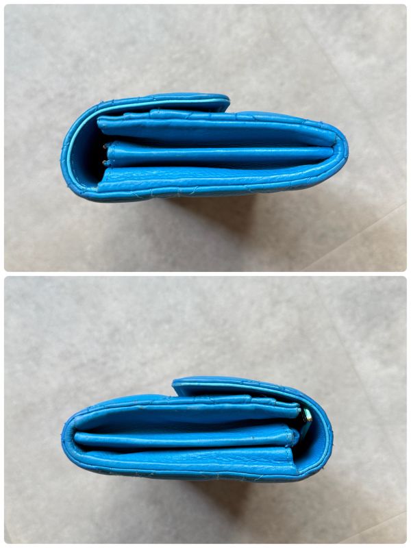 Christian Dior Caro Long Wallet in Canage Calfskin Blue CD Logo Quilted with Box