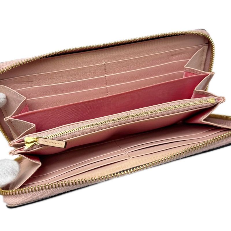 Gucci Wallet Pink GG Supreme Candy Cane Stripe Zip Around