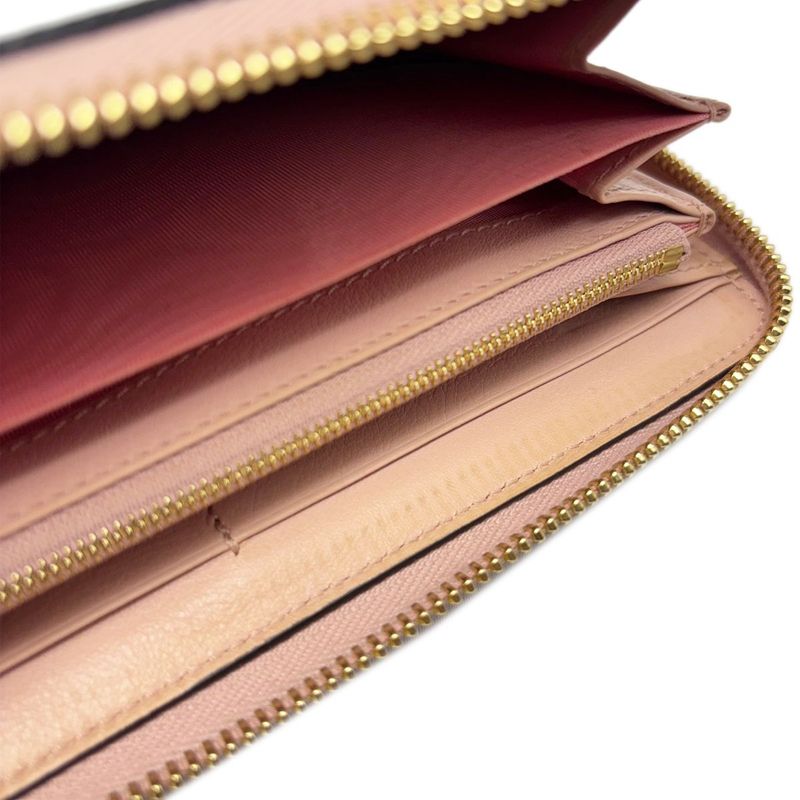 Gucci Wallet Pink GG Supreme Candy Cane Stripe Zip Around